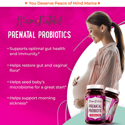 Premium Prenatal Bundle of 2 - Organic Prenatal Multi & Natural Probiotics - Essential Nutrition for Women Mama Natural