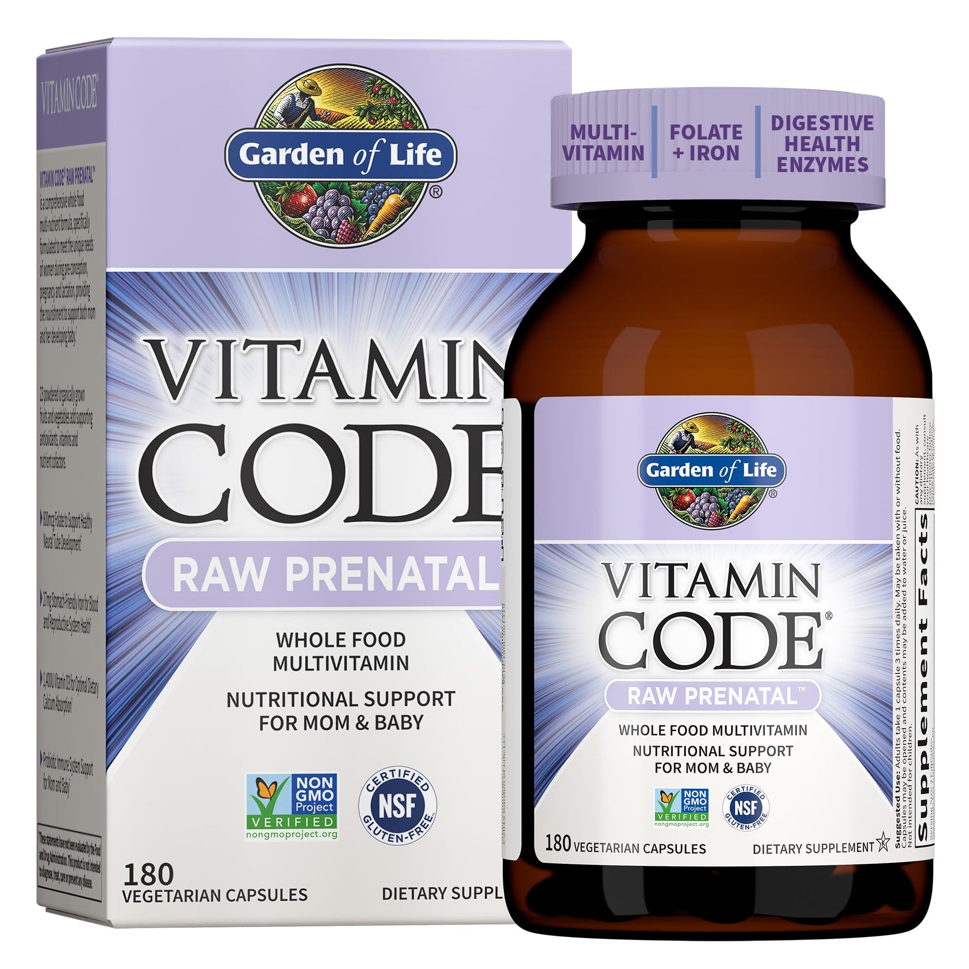Prenatal Multivitamin for Women from Whole Foods with Biotin, Iron & Folate not Folic Acid Garden of Life