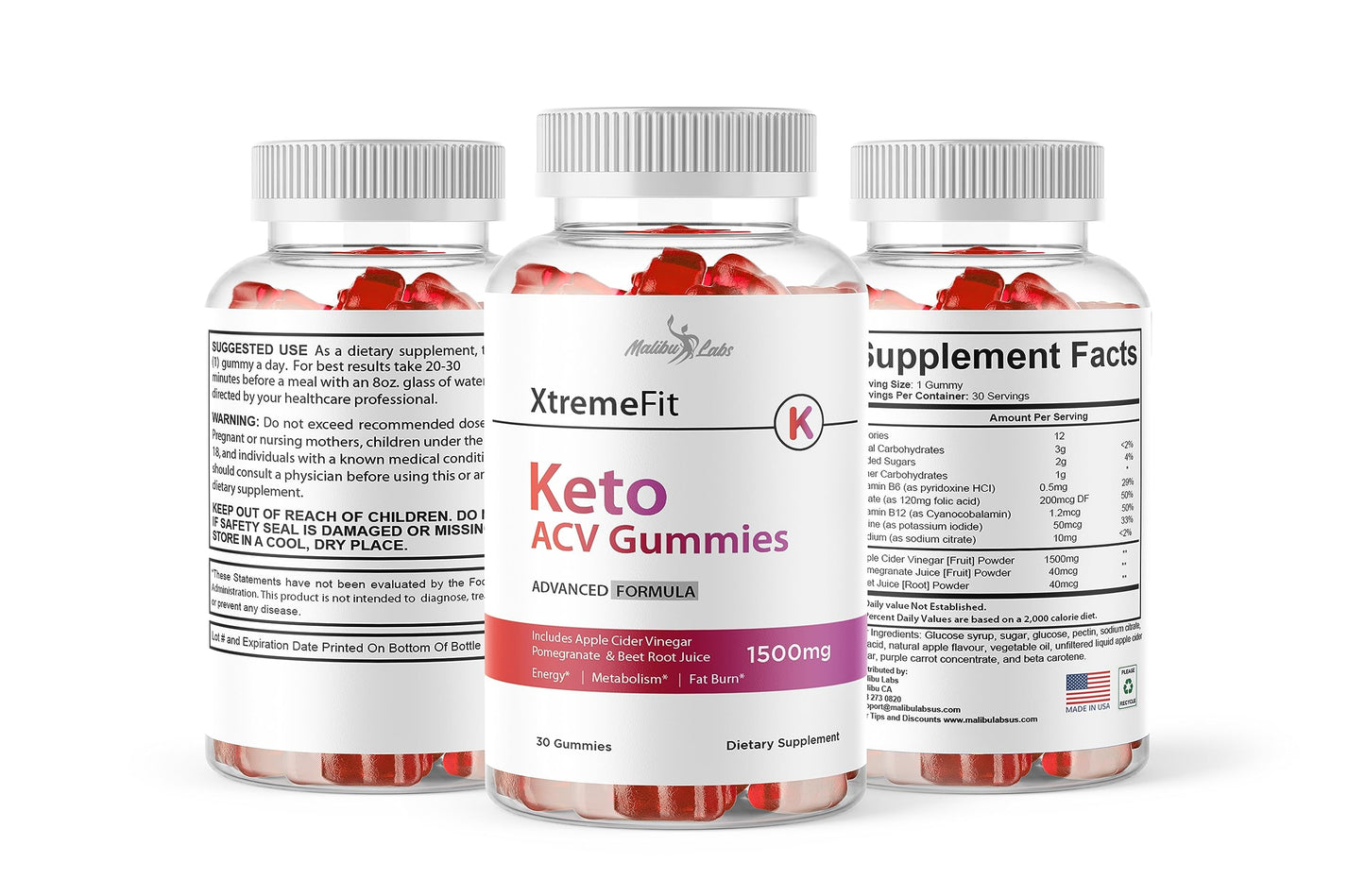XtremeFit Keto ACV Gummies Weight Loss - 1500mg Once a Day, Strong Time Released Generic