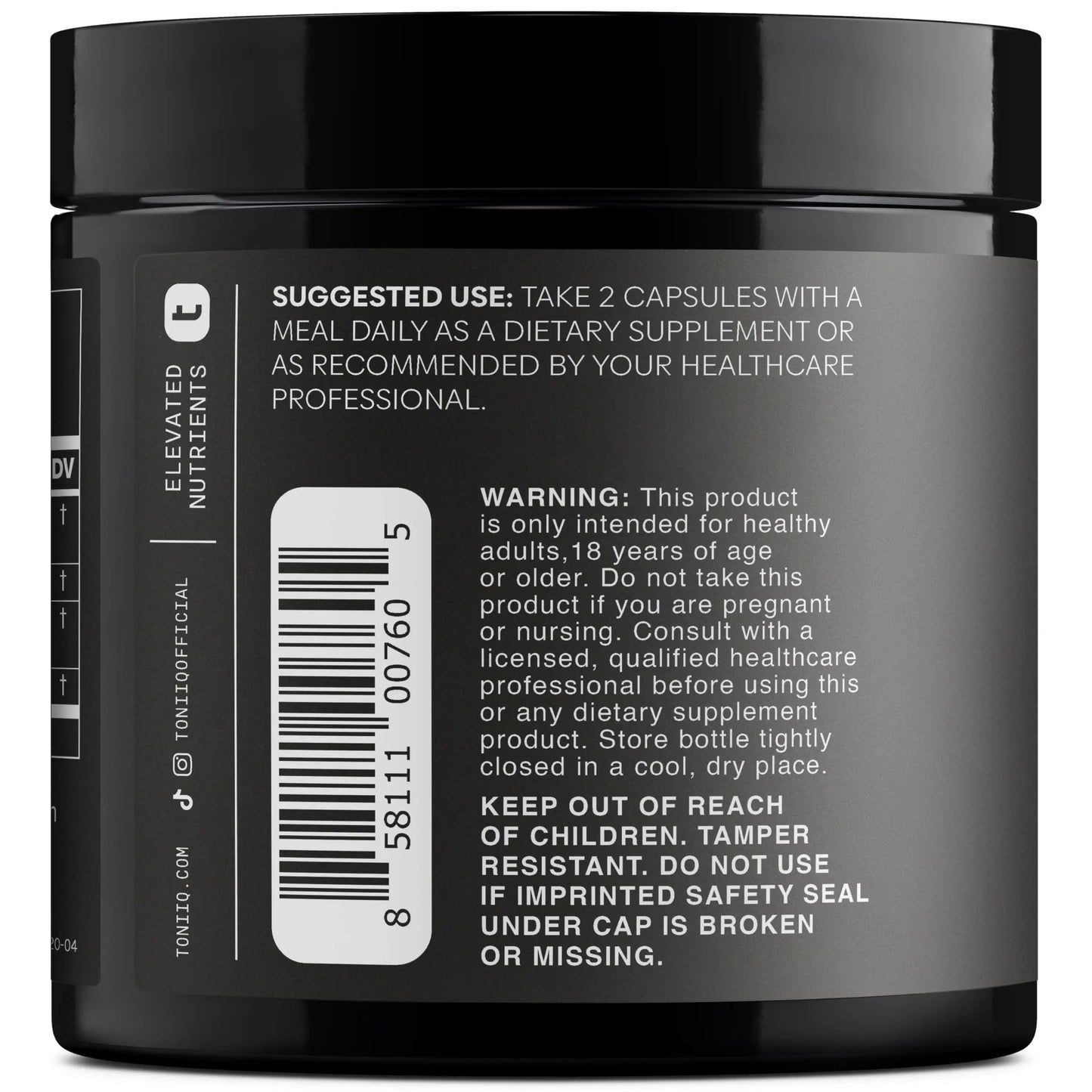 Toniiq Ashwagandha – 40:1 Concentrated Extract – 25% Withanolides – Wild Harvested in India – Highly Bioavailable with Black Pepper – Third-Party Tested – 120 Capsules - 1,300mg per Serving Toniiq buy supplements Au