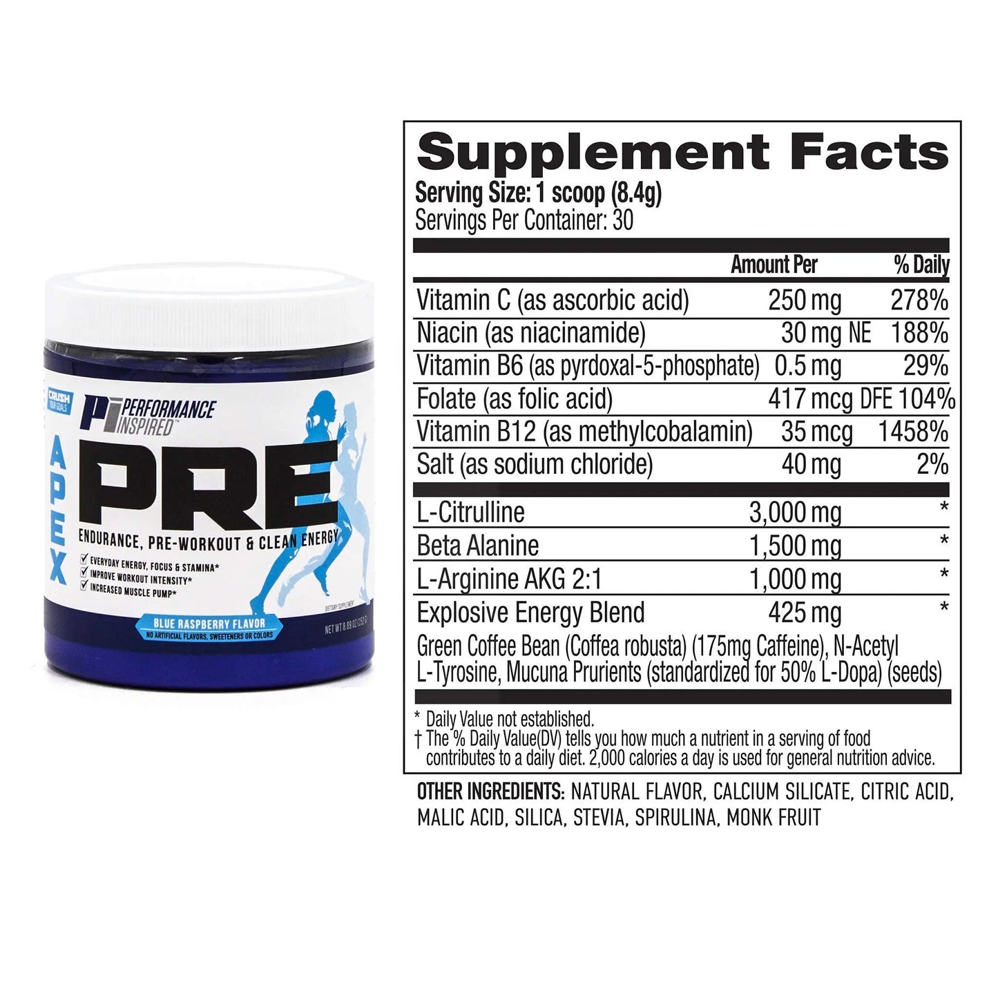 PERFORMANCE INSPIRED Nutrition - APEX Pre Workout Powder - Increase Energy & Endurance PERFORMANCE INSPIRED