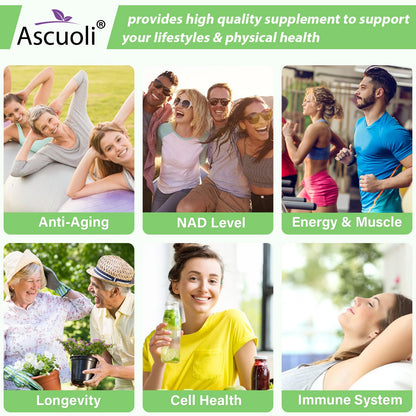 99% Ultra Purity NMN 500mg + Trans-Resveratrol 600mg, 1150mg NMN Resveratrol Supplement, 3-in-1 Advanced Formula for Boost* NAD, Cell, Immune, Energy & Muscle, Healthy Aging, Stabilized Form - 60 Caps AscuoliBuy Supplements Australia