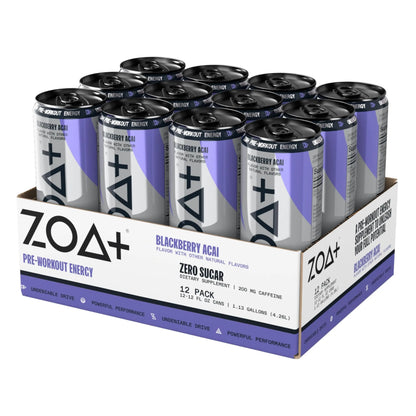 ZOA Plus Sugar-Free Pre-Workout Drink, Ready to Drink with Nitric Oxide, Vitamin B, C and D ZOA