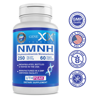 Genex Formulas 250mg NMNH (60 Capsules - 30 Servings) | Uthpeak™ NMNH (Dihydronicotinamide Mononucleotide) NAD+ Precursor for Healthy Aging - Non-GMO, Gluten-Free, Vegetarian Genex FormulasBuy Supplements Australia