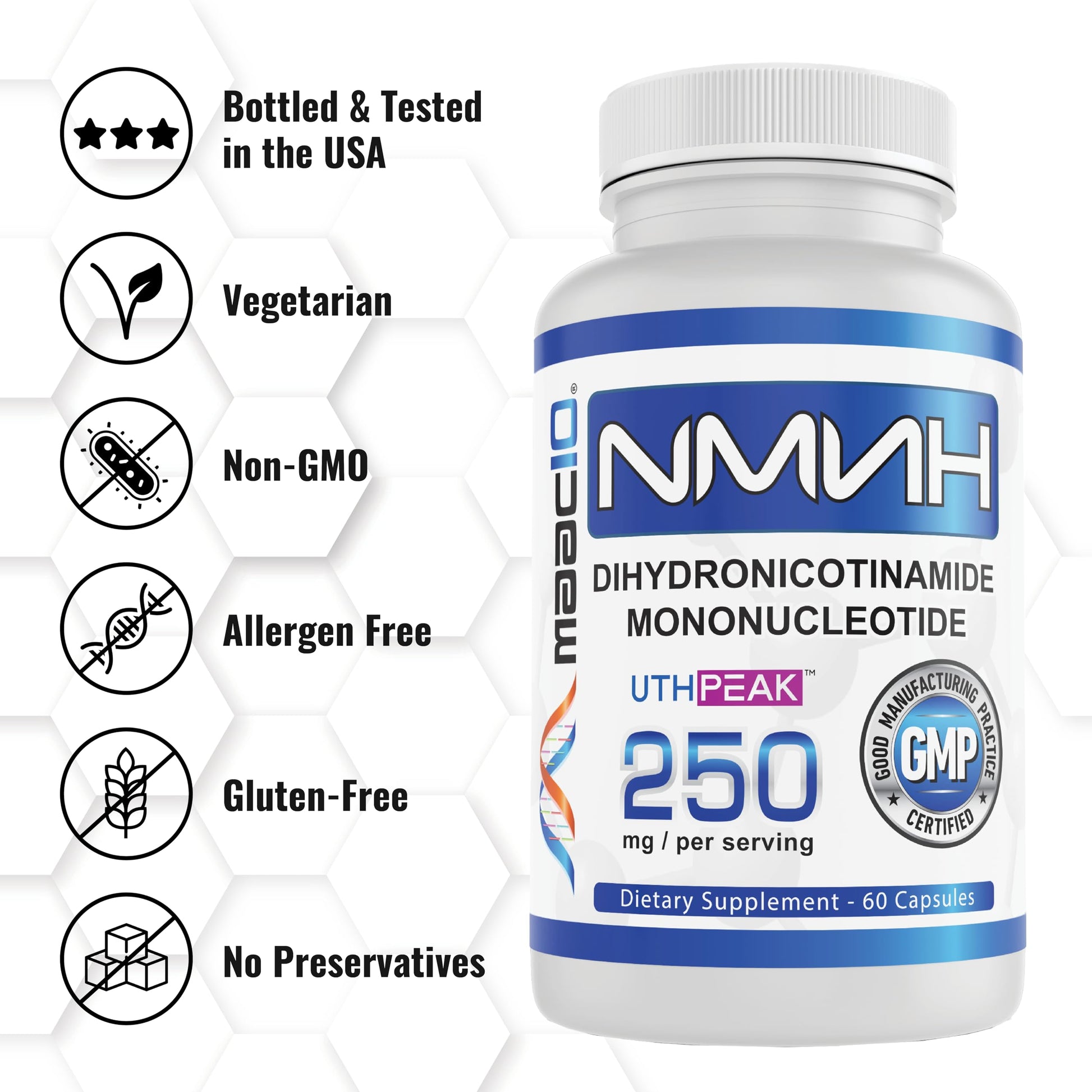 MAAC10 NMNH (NMN Supplement Alternative) 250mg Serving | Uthpeak™ NMNH (Dihydronicotinamide Mononucleotide) for Better Stability | 30-Day Supply. MAAC10Buy Supplements Australia