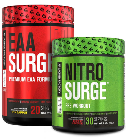 Jacked Factory Nitrosurge Pre-Workout & EAA Surge Essential Amino Acids Bundle Jacked Factory