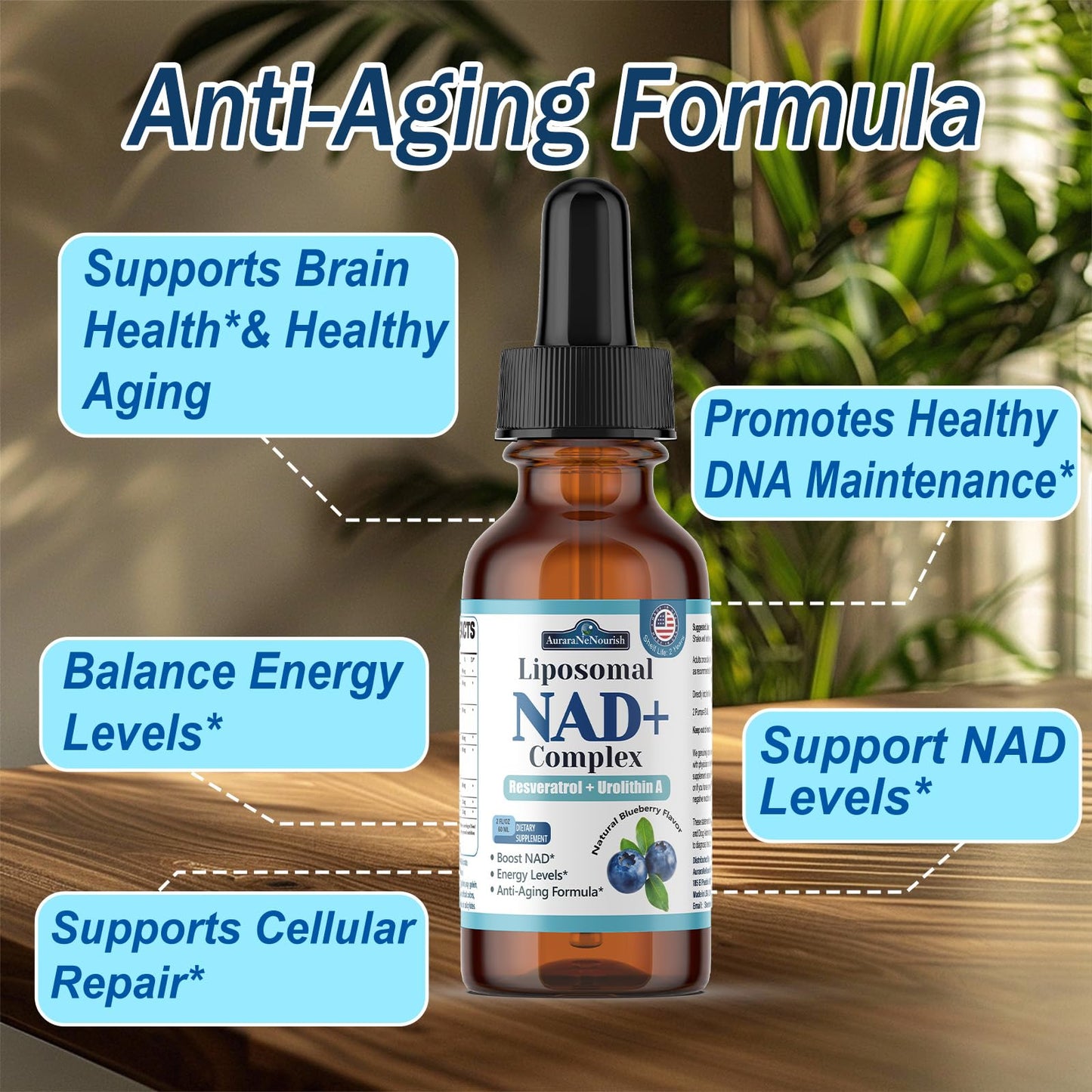 Liposomal NAD+ Liquid Drops, 8-in-1 NAD⁺ Nicotinamide Riboside Resveratrol 900mg w. Quercetin & Urolithin A | Fast Absorption NAD+ Supplement with CoQ10, ALA | Cellular Energy, Anti-Aging, Vitality AuraraNeNourishBuy Supplements Australia