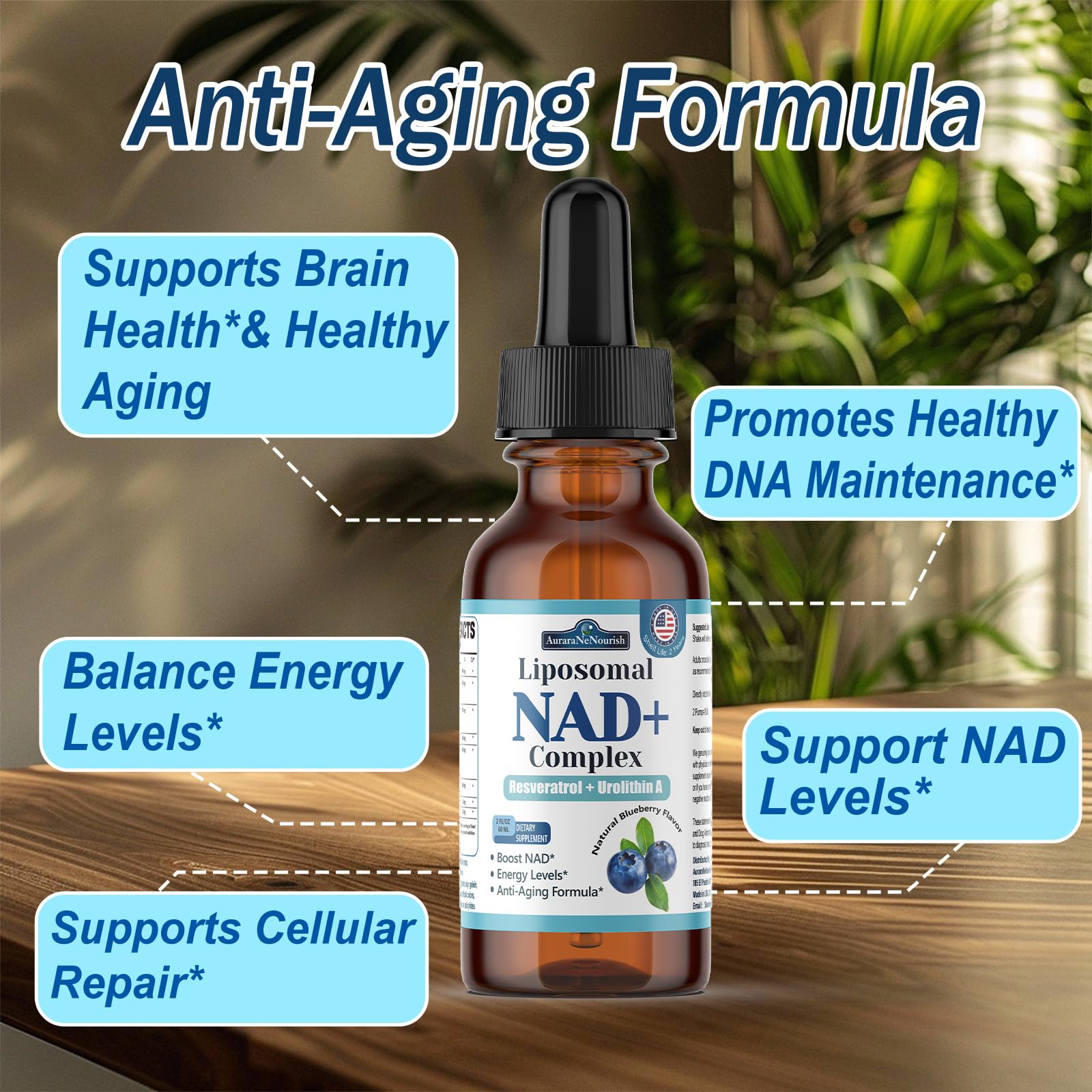 Liposomal NAD+ Liquid Drops, 8-in-1 NAD⁺ Nicotinamide Riboside Resveratrol 900mg w. Quercetin & Urolithin A | Fast Absorption NAD+ Supplement with CoQ10, ALA | Cellular Energy, Anti-Aging, Vitality AuraraNeNourishBuy Supplements Australia