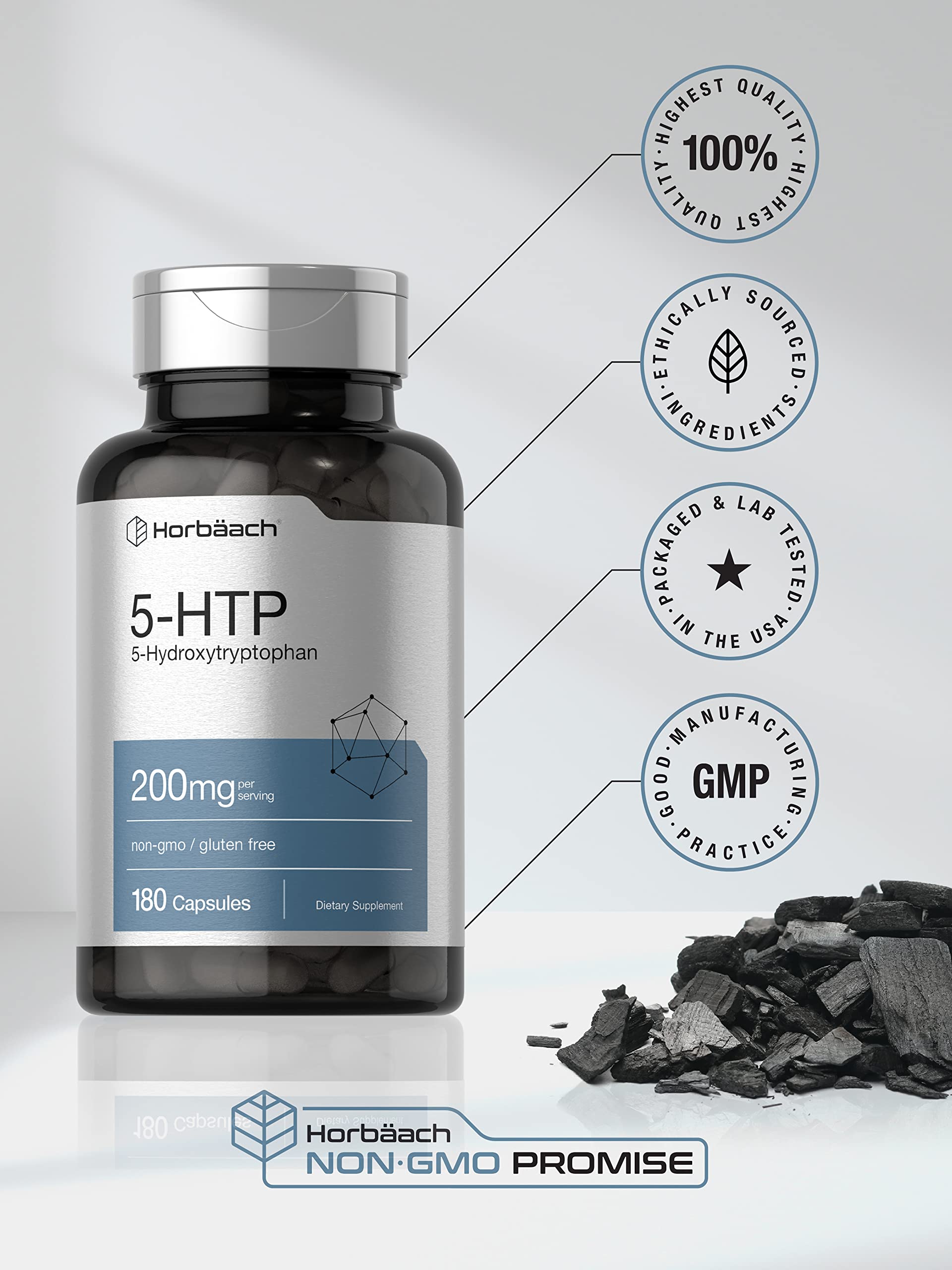 5HTP 200mg Capsules | 180 Capsules | Griffonia Simplicifolia | 5HTP Extra Strength Supple HorbäachBuy Supplements Australia