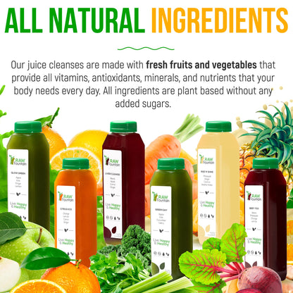 3 Day Juice Cleanse by Raw Fountain, All Natural Raw Detox Cleanse, Liquid Juice Diet Raw Fountain
