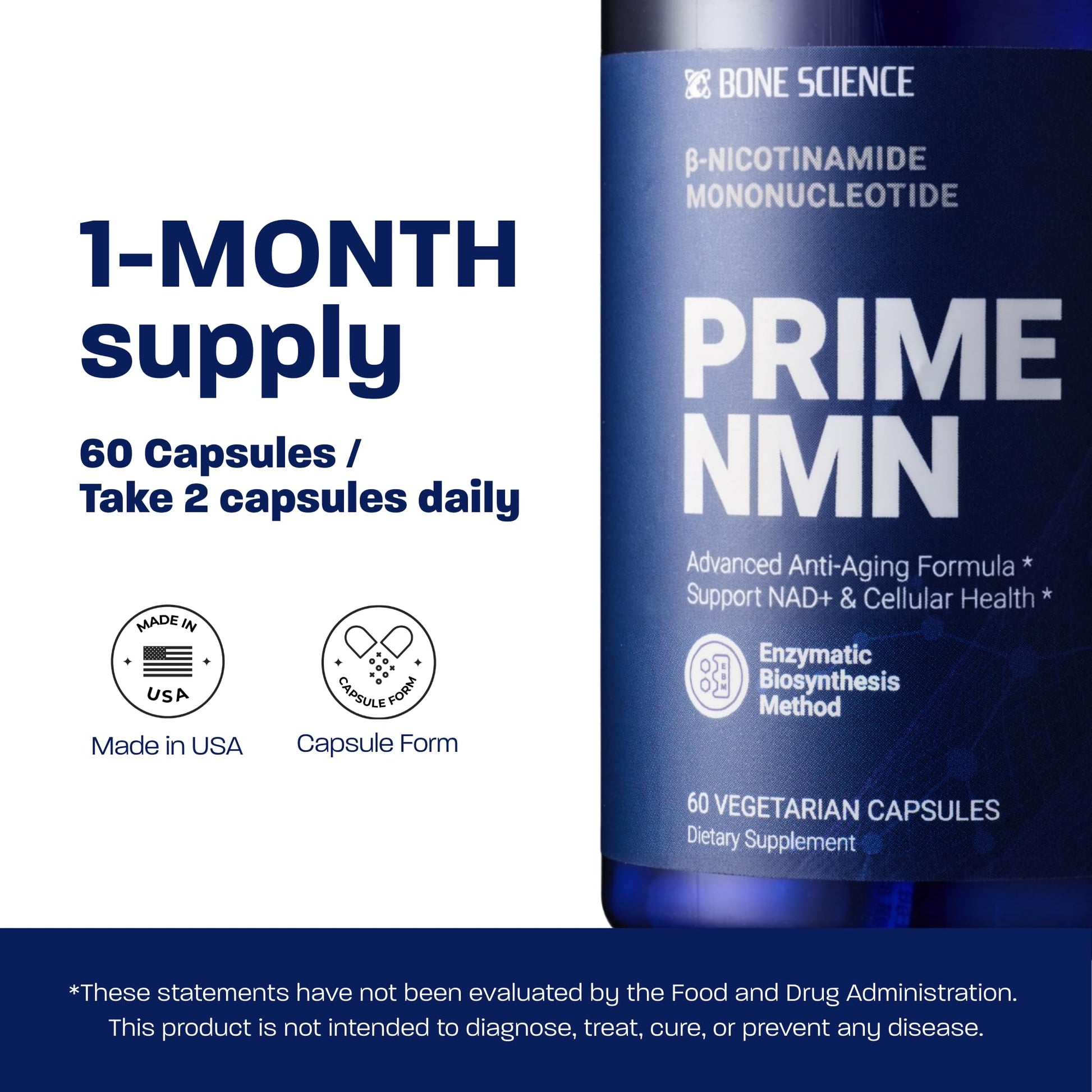 BONE SCIENCE Uthever NMN & Pterostilbene 6-in-1 Complex with Resveratrol, Glutathione & BioPerine - High Purity Stabilized NAD+ Precursor for Healthy Aging & Cellular Energy - 60 Vegetarian Capsules BONE SCIENCEBuy Supplements Australia