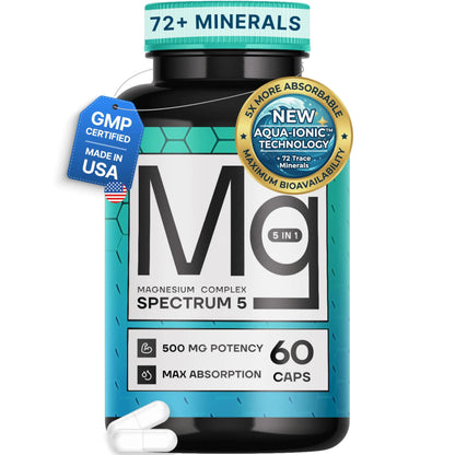 Spectrum 5 Magnesium | 5-in-1 Complex + 72 Trace Minerals for Enhanced Absorption | Irish Sea Sourced | 500mg per Serving SonoHealth