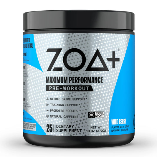 ZOA+ Pre Workout Powder, Fruit Punch - NSF Certified for Sport with Zero Sugar, Electrolytes ZOA