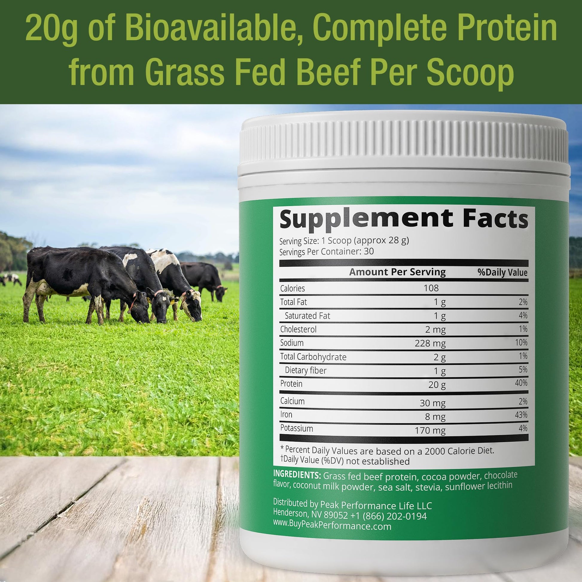 Grass Fed Beef Protein Powder - Lactose Free Great Tasting Beef Protein Isolate. Complete Animal Based Non Dairy Paleo Carnivore Supplement for Prime Muscle Building. No Whey. Chocolate Flavor Peak PerformanceBuy Supplements Australia