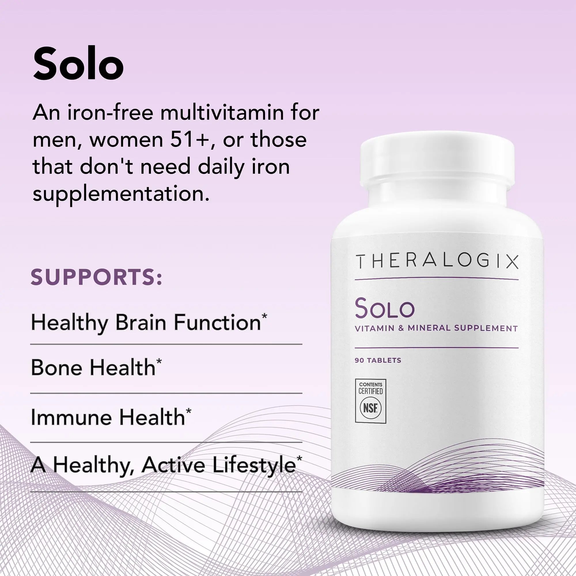 Theralogix Solo Multivitamin & Multimineral Supplement Without Iron - 90-Day Supply - Iron-Free Multivitamin Theralogix