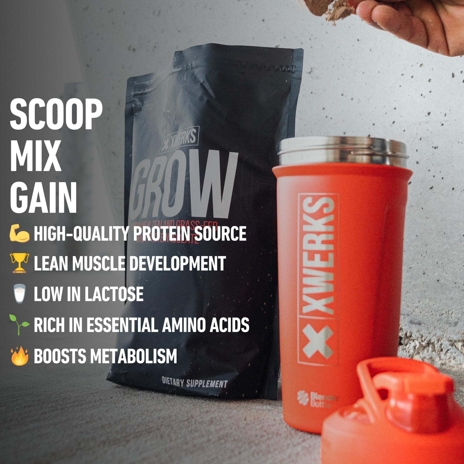 Xwerks Grow 100% New Zealand Grass-Fed Whey Protein - 25g of Pure Isolate Protein Xwerks