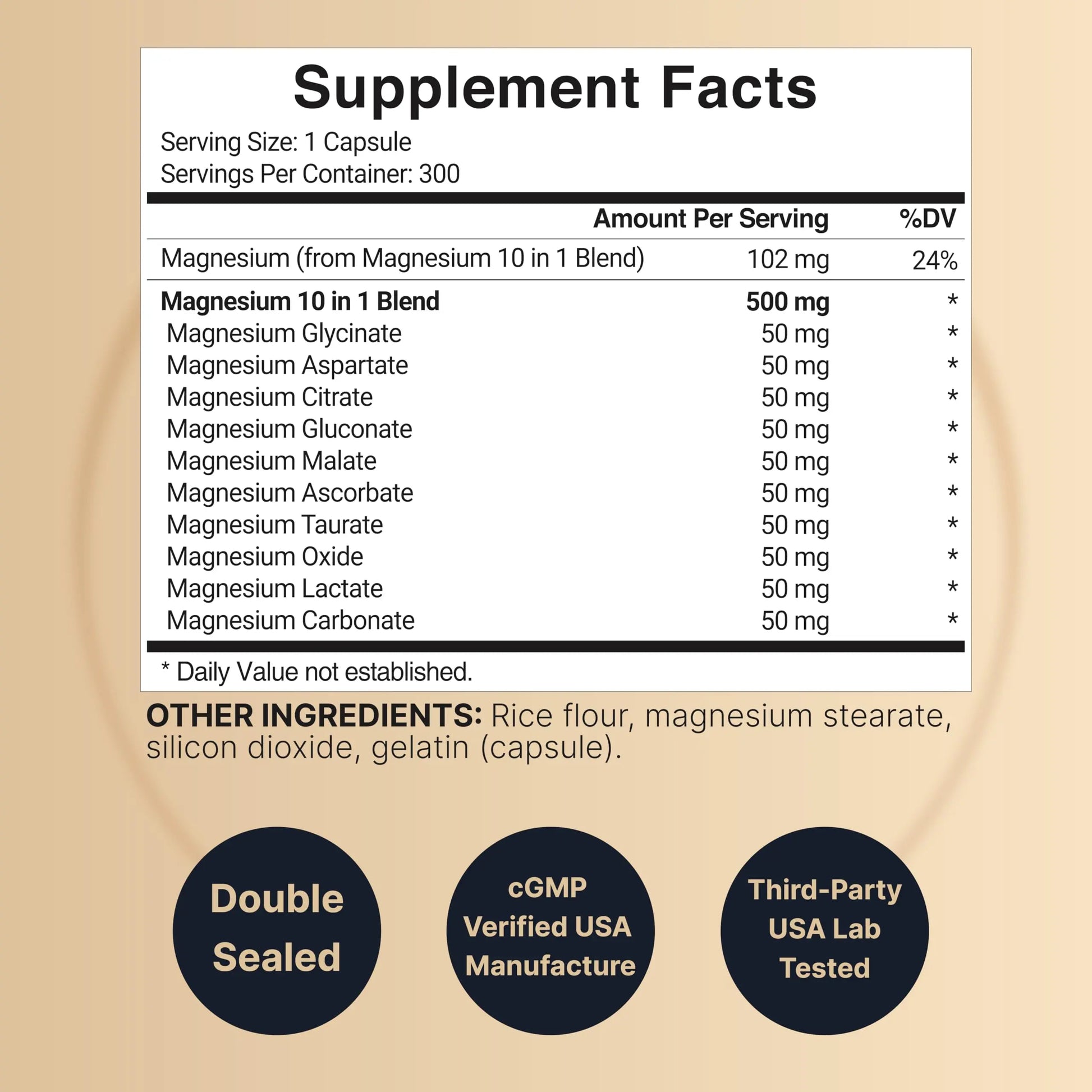 Magnesium Complex 500mg, 300 Capsules | 10-in-1 Magnesium Glycinate, Citrate, Malate & More | Chelated Form for Easy Absorption | Non-GMO NatureBell buy supplements Au