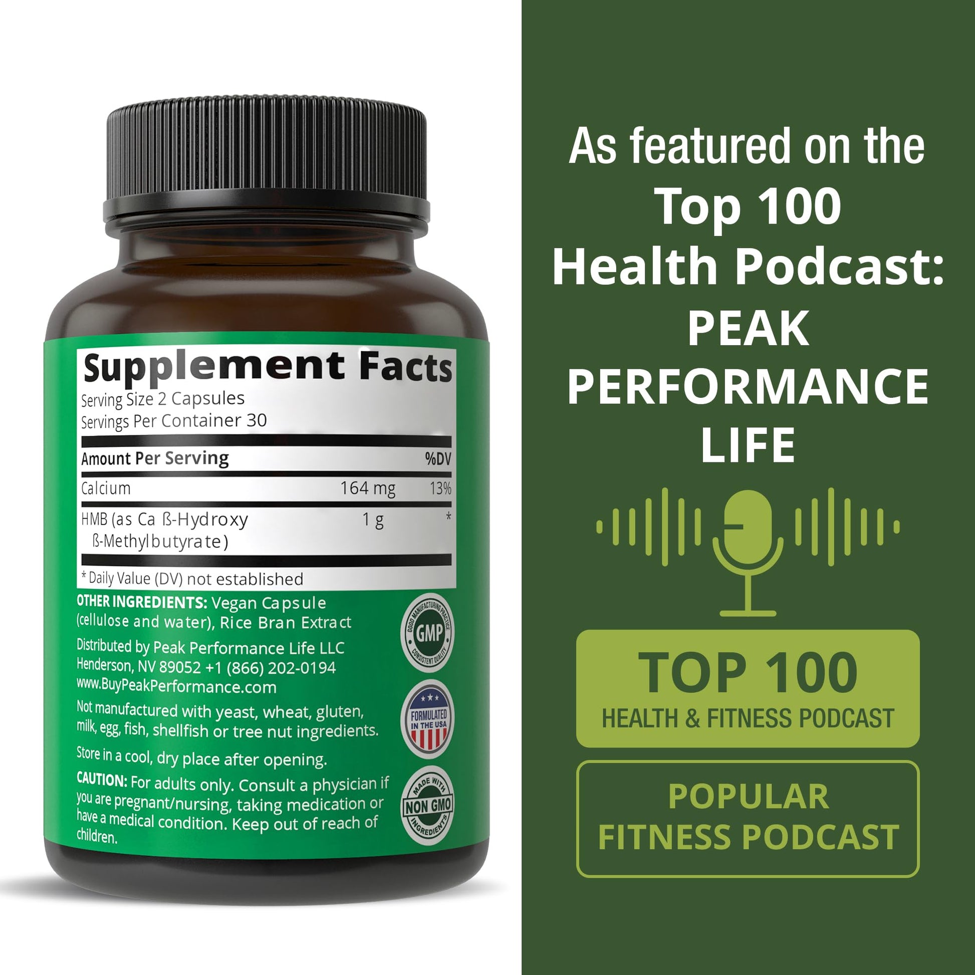 Peak Performance Advanced HMB Supplement for Men & Women. Calcium Beta Hydroxy Beta-Methylbutyrate Capsules. Supplements for Strength, Recovery, & Lean Muscle. 1000mg of Pure HMB Per Serving Peak PerformanceBuy Supplements Australia