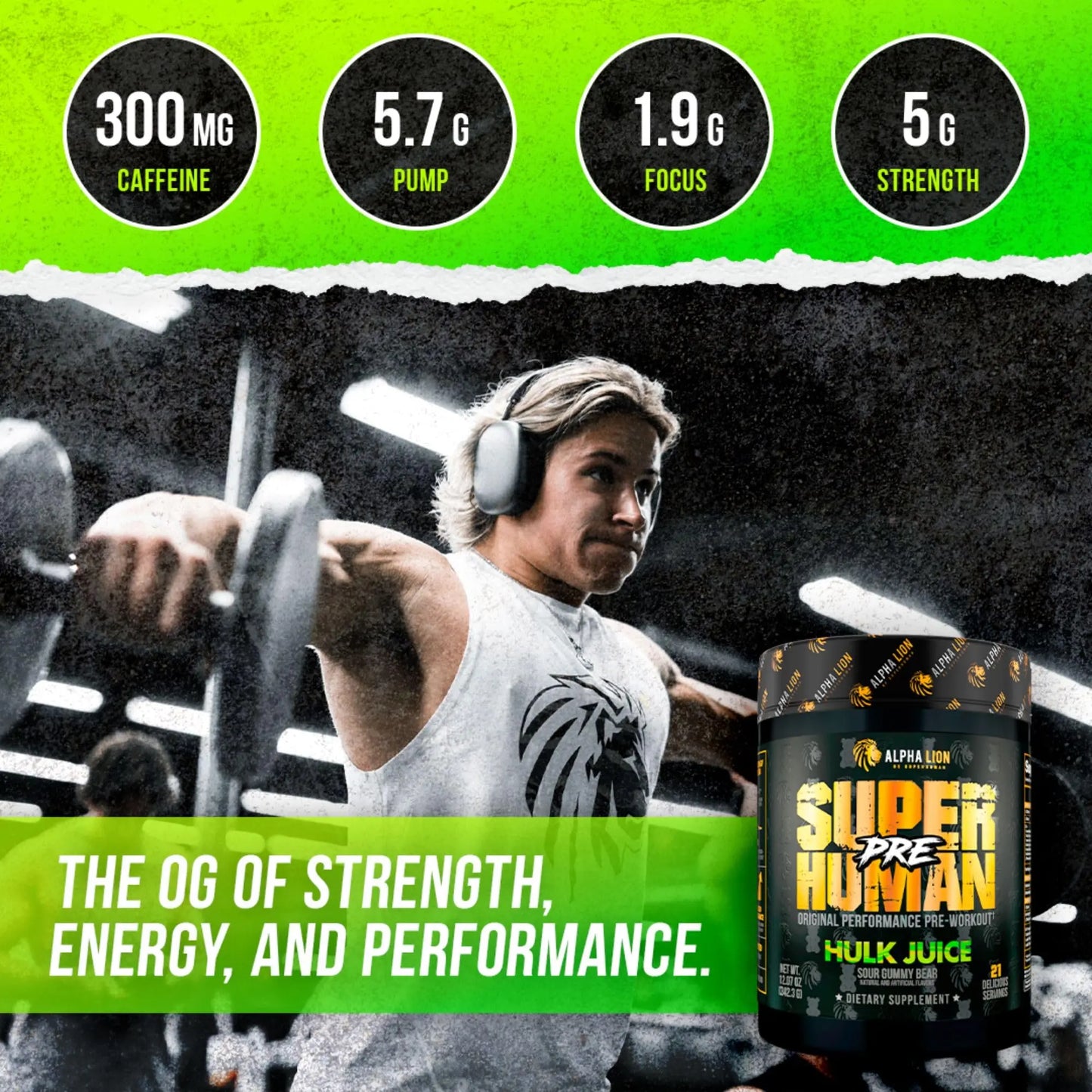 ALPHA LION Superhuman Pre Workout Powder & Post Workout Recovery Bundle, Sustained Energy & Focus + Lean Muscle Growth, Strength & Volume (Hulk Juice & Muscle Marg ALPHA LION
