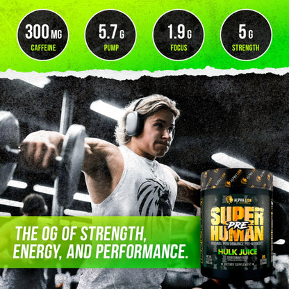 ALPHA LION Superhuman Pre Workout Powder & Post Workout Recovery Bundle, Sustained Energy & Focus + Lean Muscle Growth, Strength & Volume (Hulk Juice & Muscle Marg ALPHA LION