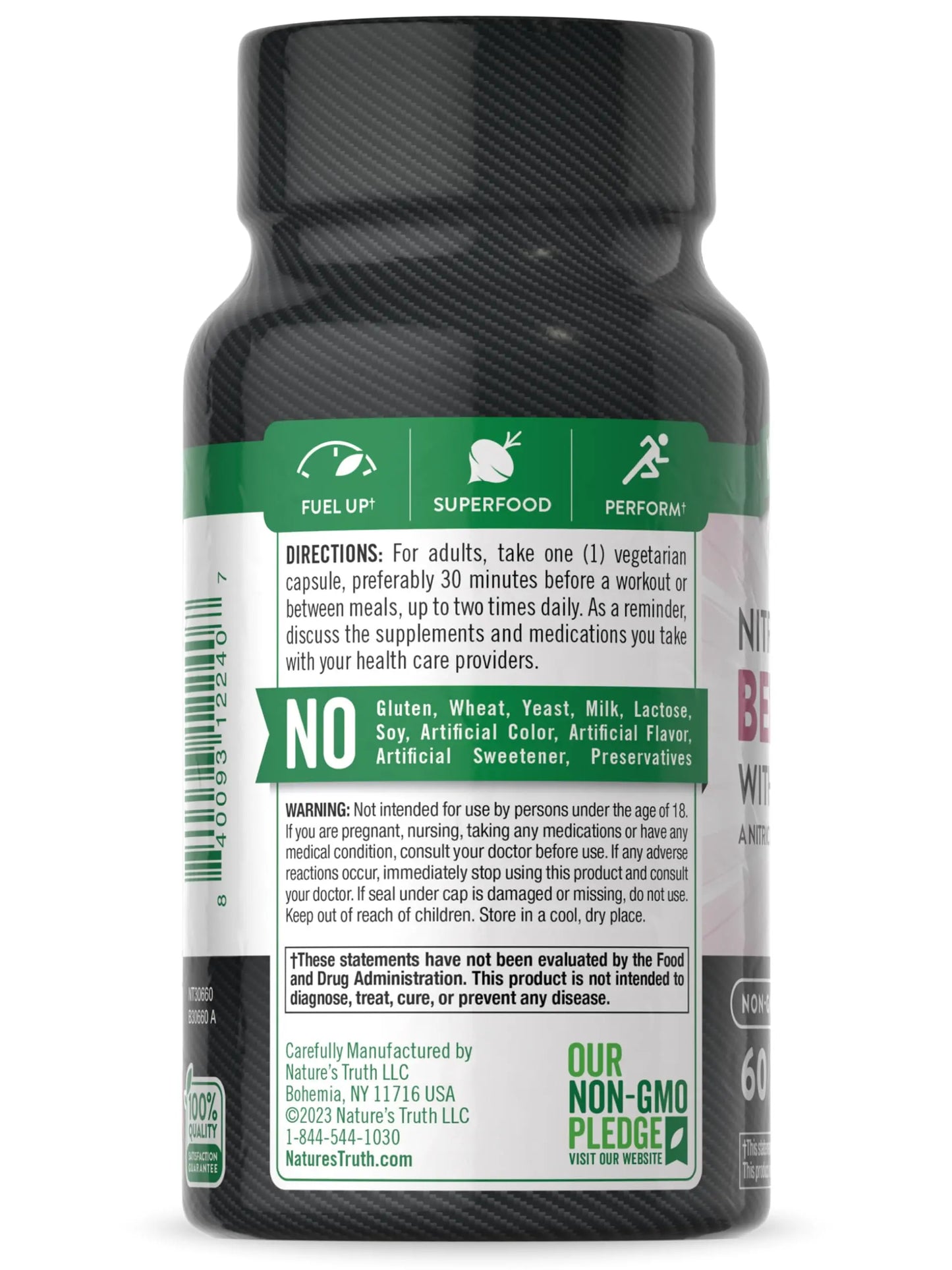 Nature's Truth Beet Root Capsules | 60 Count | Nitric Oxide Supplement for Men and Women Nature's Truth
