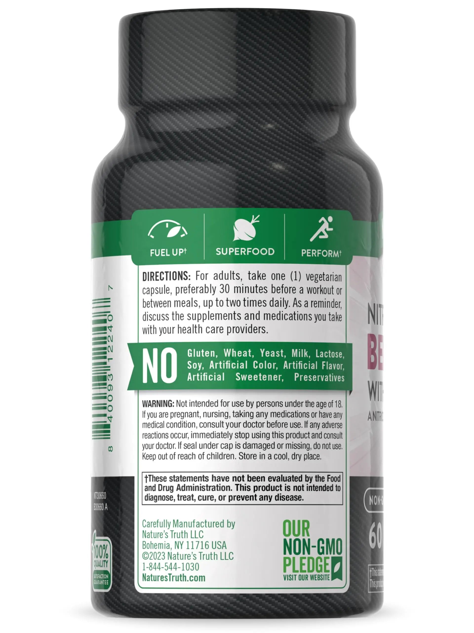 Nature's Truth Beet Root Capsules | 60 Count | Nitric Oxide Supplement for Men and Women Nature's Truth