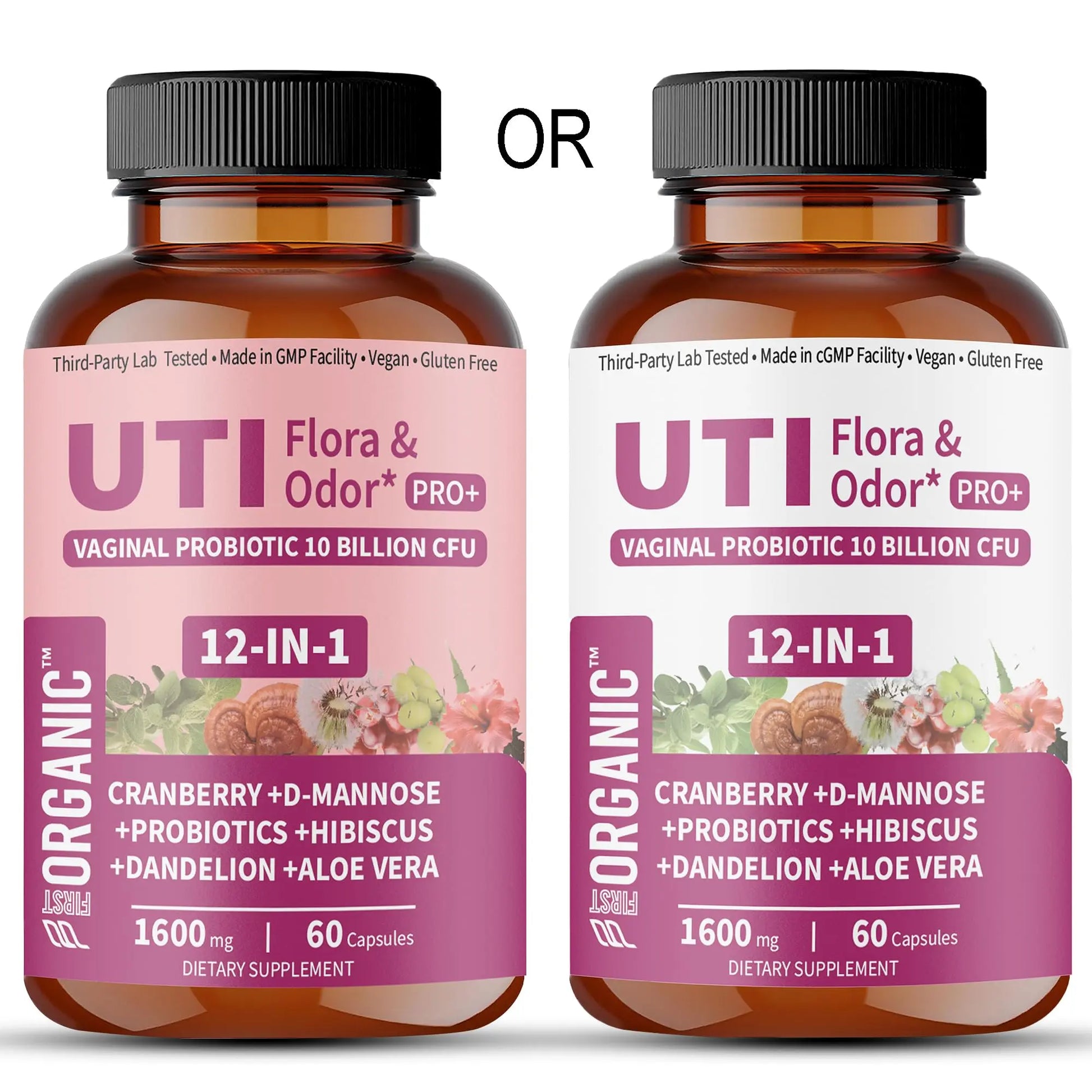 UTI Flora & Odor Pro+ & UTI Yeast & pH Pro+ | Pack of 2 | Vaginal Probiotics for Feminine Hydration & Freshness Support | Third-party Tested, cGMP Facility, Vegan, Non-GMO, Gluten-Free | 60+60 Caps FIRSTORGANIC buy supplements Au