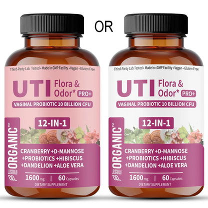 UTI Flora & Odor Pro+ & UTI Yeast & pH Pro+ | Pack of 2 | Vaginal Probiotics for Feminine Hydration & Freshness Support | Third-party Tested, cGMP Facility, Vegan, Non-GMO, Gluten-Free | 60+60 Caps FIRSTORGANIC buy supplements Au
