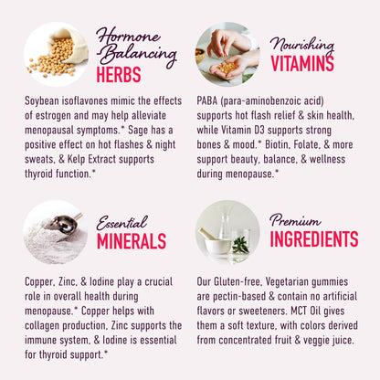 Menopause Support Gummies | Hormone Balance Relief for Hot Flashes, Night Sweats, Mood Swings SMNutrition