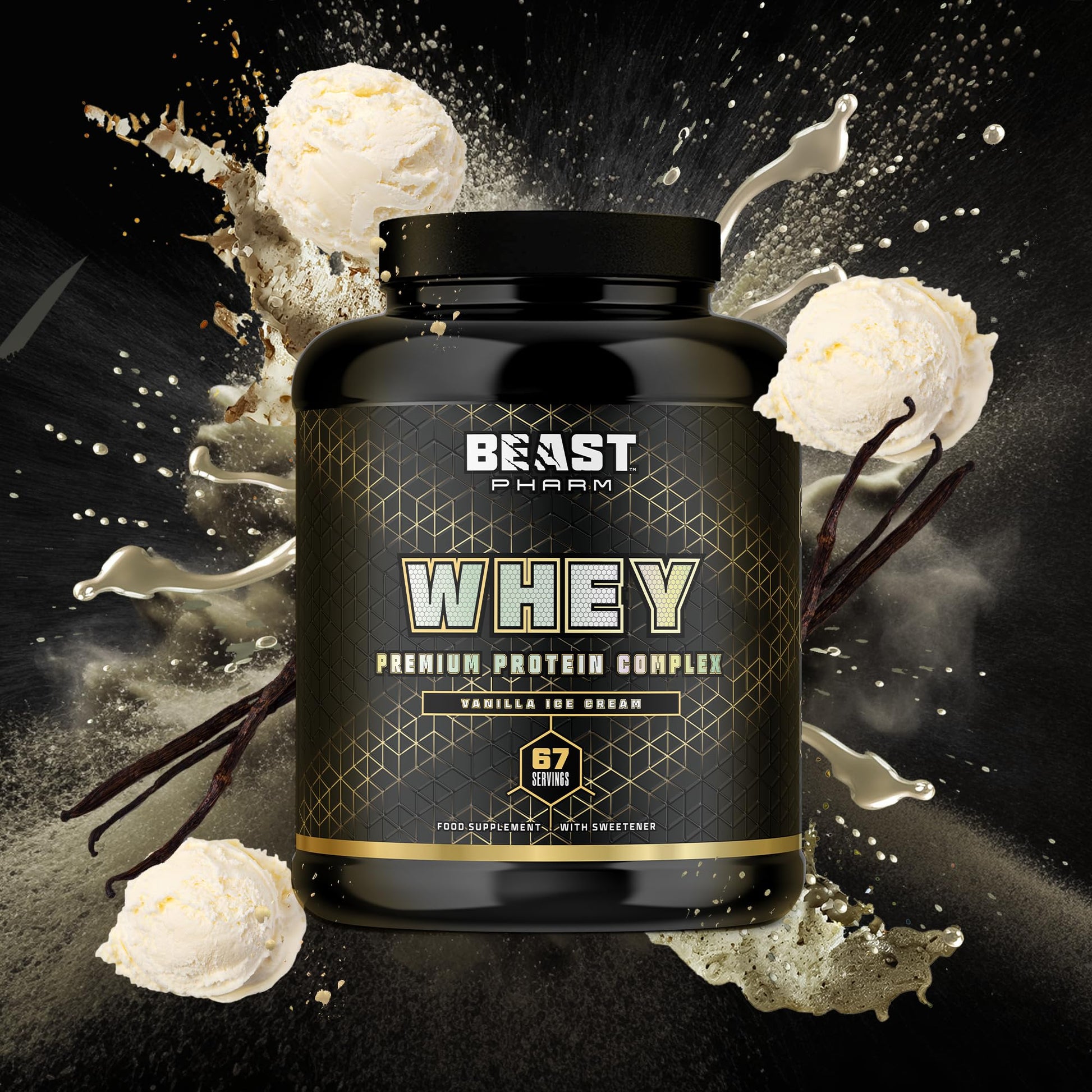 Beast Pharm | WHEY Protein Powder | 2.01kg/67 Servings | Vanilla Ice Cream Beast Pharm