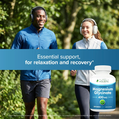 Magnesium Glycinate 400mg | 4+ Month Supply | Sleep, Relaxation & Muscle Support | High Absorption Chelated Magnesium Supplement for Women & Men Purely Holistic