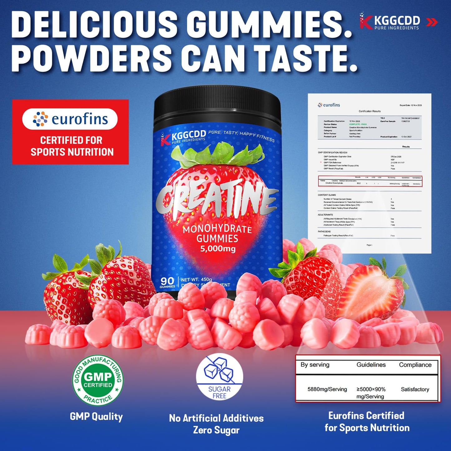 KGGCDD 99.99% Creatine Monohydrate Gummies for Men & Women, 5,000mg Tasty Creatine Gummies for Muscle Strength, Endurance, Recovery & Sugar Free, Gluten-Free, Vegan, Non-GMO, 90 Count KGGCDDBuy Supplements Australia