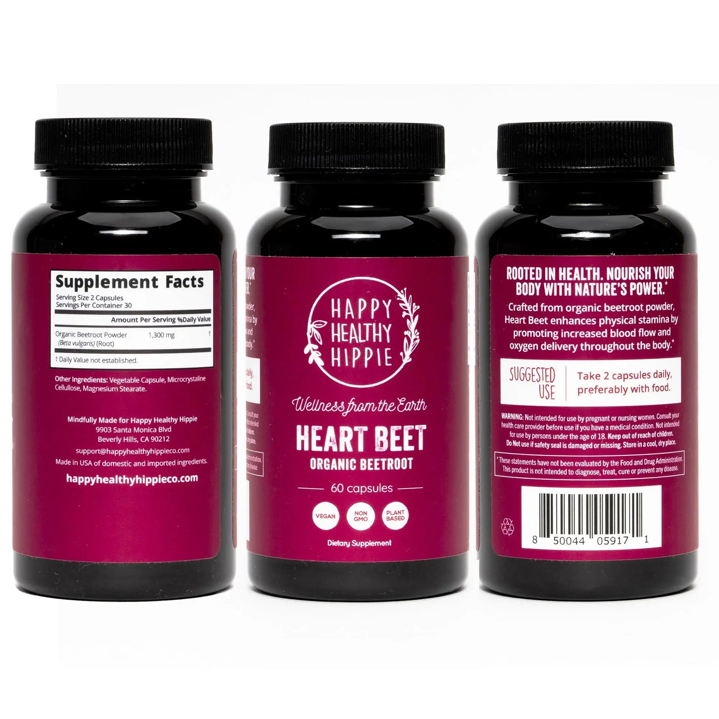 Organic Beet Root Capsules [1,300mg Superfood] - Blood Pressure Support Supplements Happy Healthy Hippie