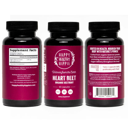 Organic Beet Root Capsules [1,300mg Superfood] - Blood Pressure Support Supplements Happy Healthy Hippie