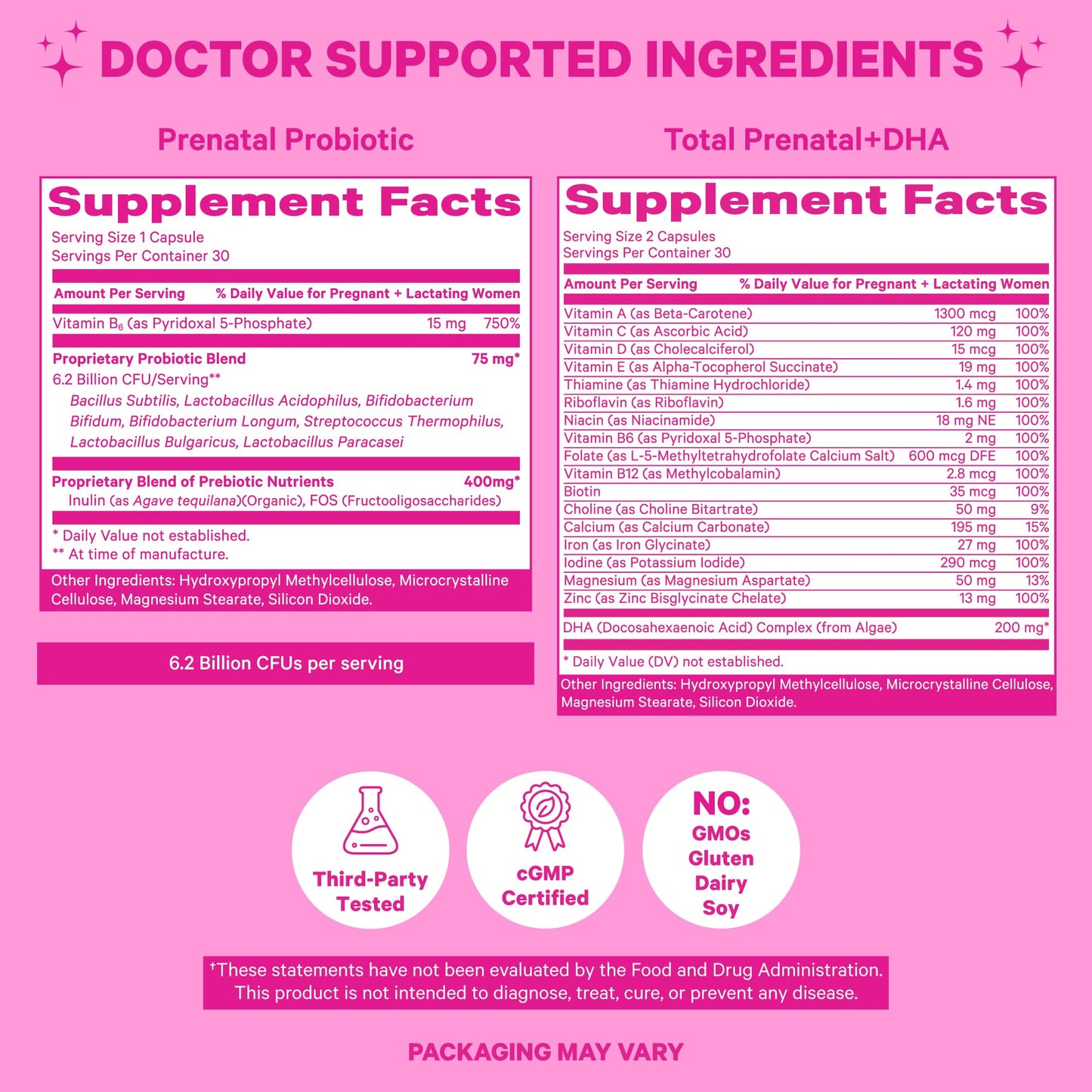 Pink Stork Prenatal Vitamin Duo: Prenatal Vitamins and Probiotics for Pregnant Women Pink Stork