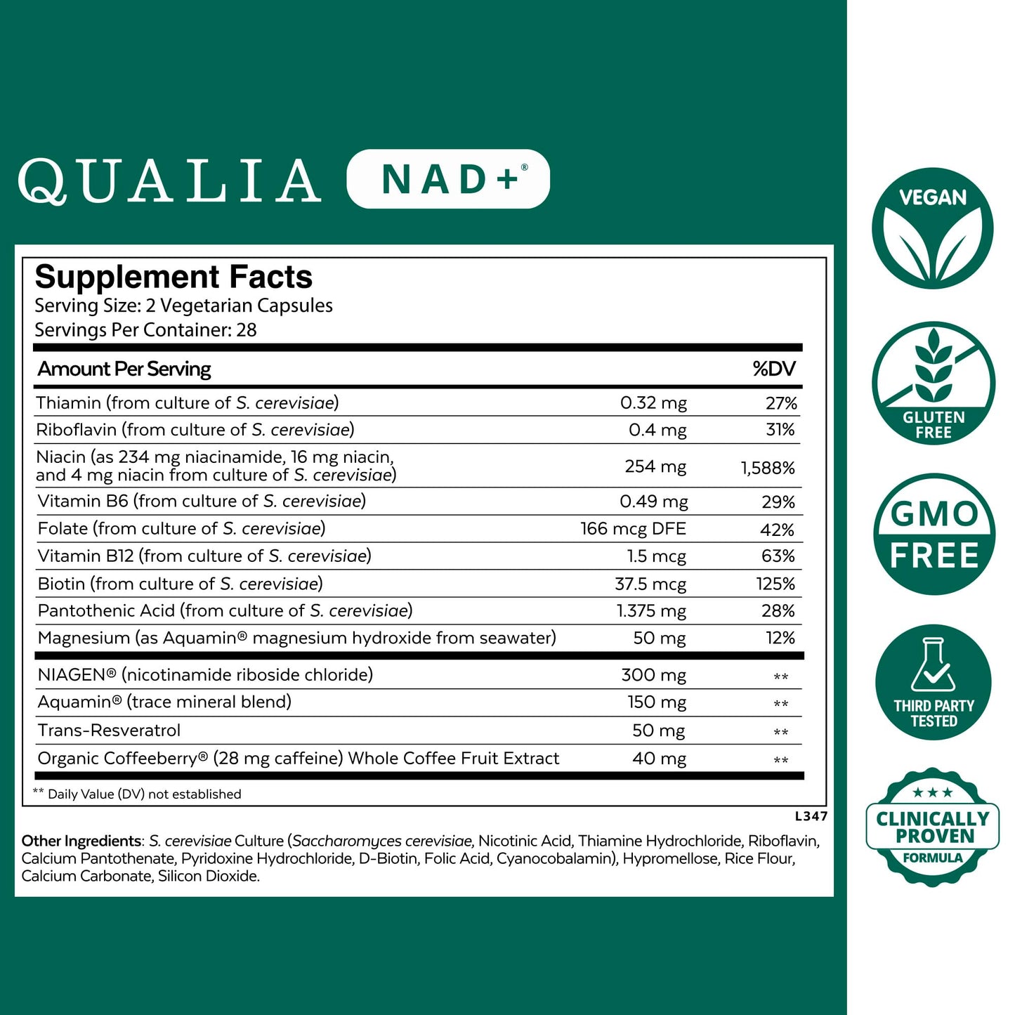 Qualia NAD Supplement — Clinically Proven to Boost NAD+ up to 67%. Optimized Aging, Energy, Focus. Elite NAD+ Booster Ingredients Nicotinamide Riboside (NIAGEN), Niacin, Niacinamide (1 Month Supply) QUALIA LIFE SCIENCESBuy Supplements Australia