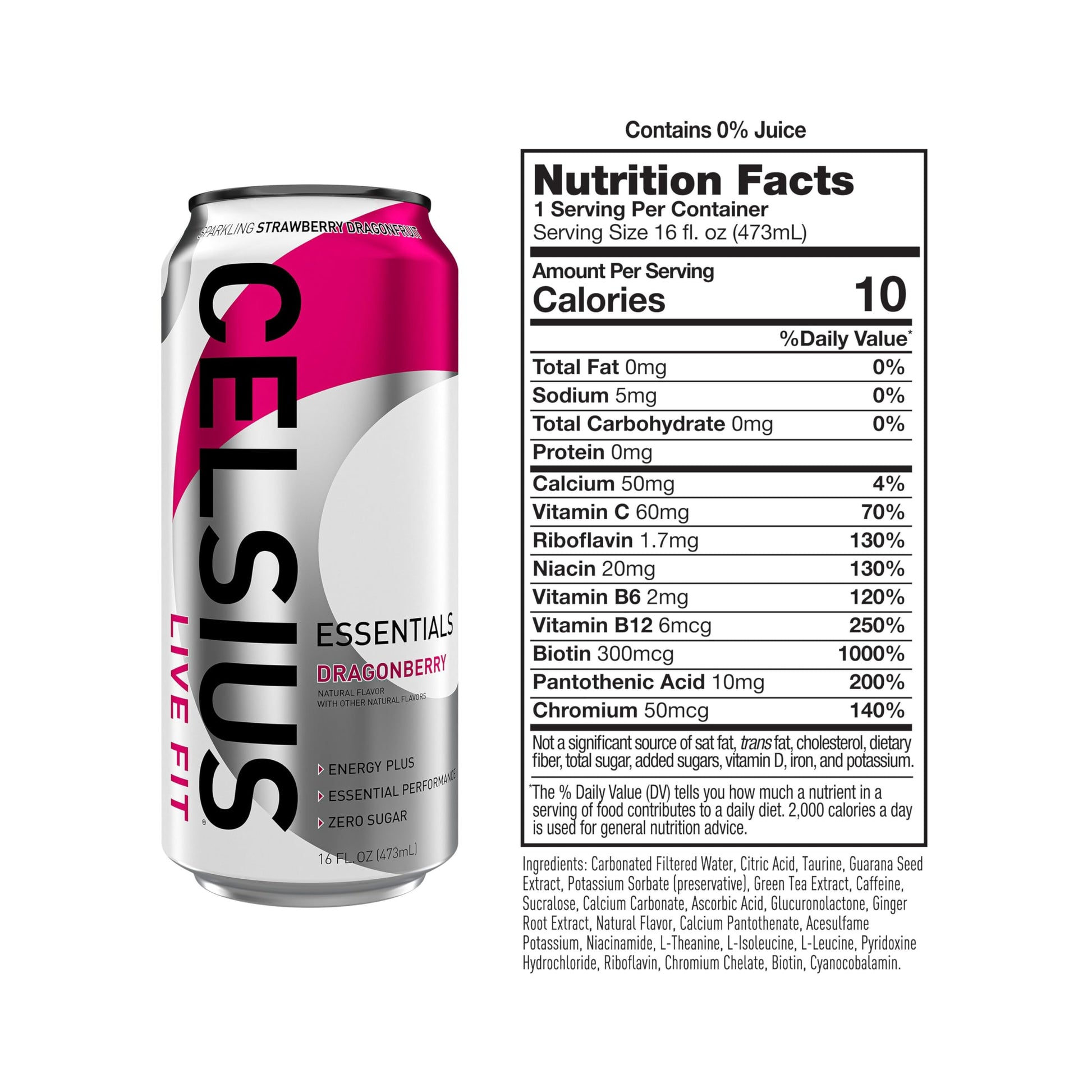 CELSIUS ESSENTIALS, Sparkling Dragonberry, Performance Energy Drink 16 Fl Oz CELSIUSBuy Supplements Australia
