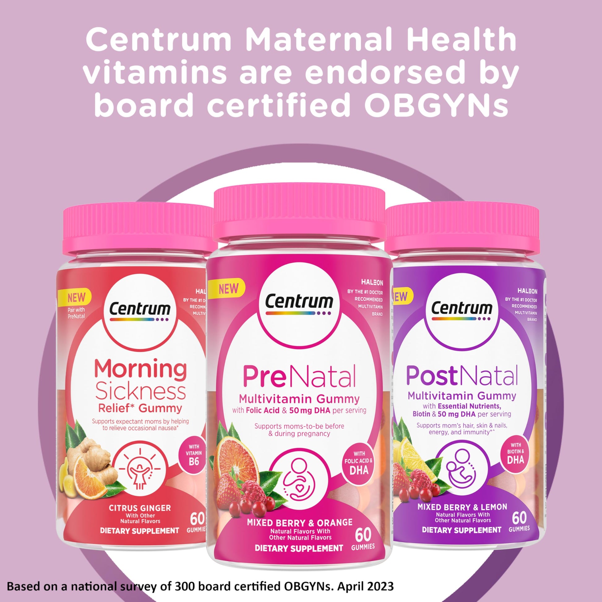 Centrum Prenatal Multivitamin Gummies with DHA and Folic Acid, Mixed Berry and Orange Flavors Centrum
