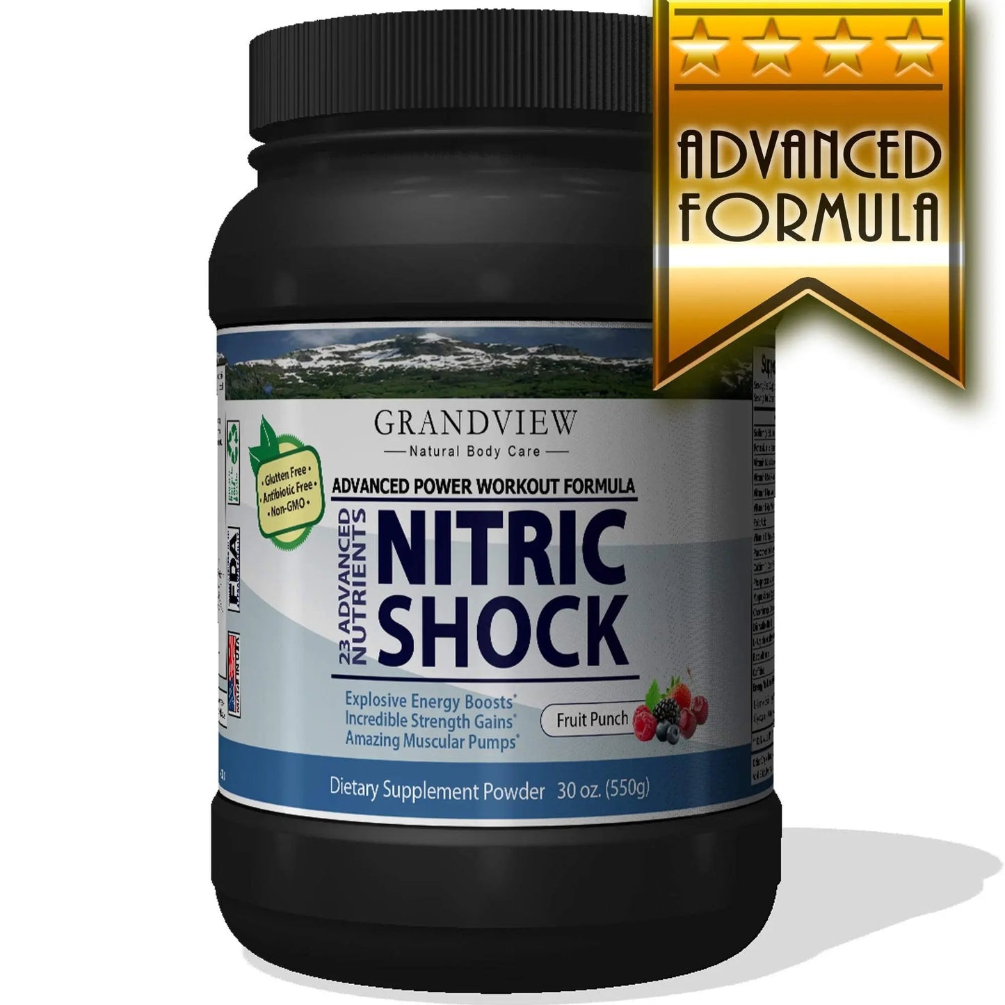 N Shock- Pre Workout Powder, x10 Strength, 44 Servings, (Fruit Punch) Boost Energy Grandview Natural Body Care
