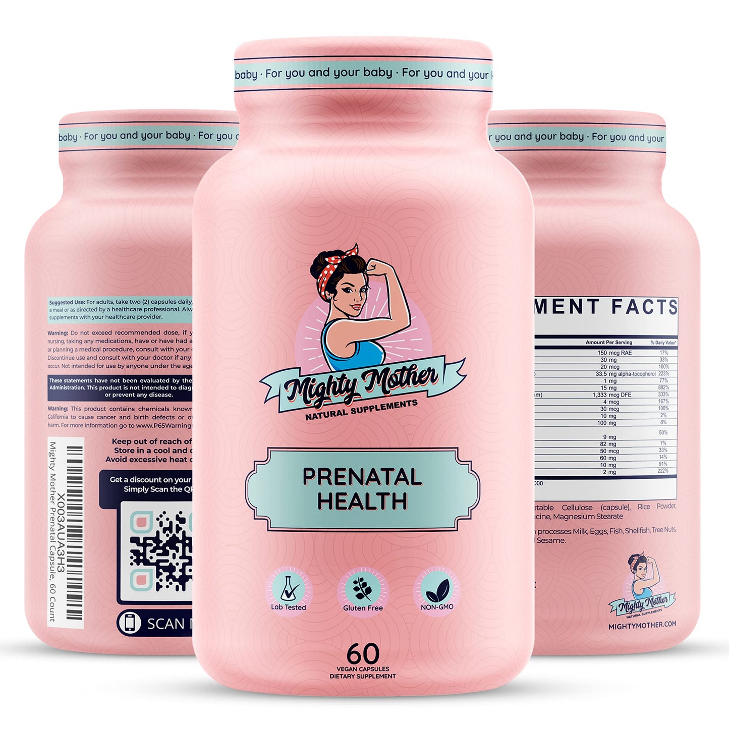 Mighty Mother Conception Fertility Prenatal Vitamins with, Iron, Folic Acid, Zinc, Biotin, Vitamin C Mighty Mother