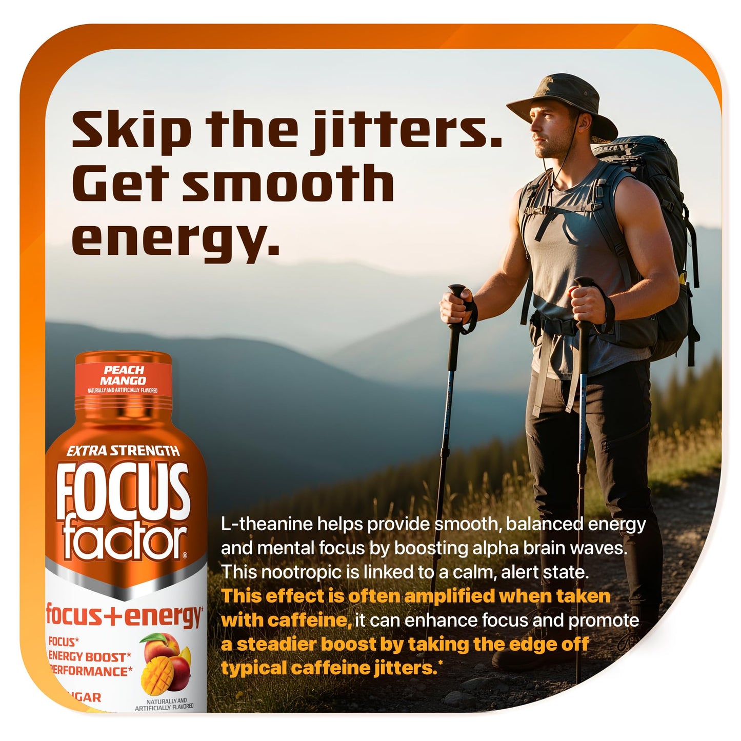 Focus Factor Extra Strength Focus + Energy Shots - 12 x 2oz Bottles (Peach Mango Flavor) - Powered by Nootropics with Caffeine, L-Theanine, Ginkgo, Bacopa, L-Tyrosine, Alpha GPC Focus FactorBuy Supplements Australia