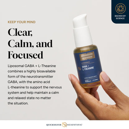 Quicksilver Scientific Liposomal GABA + L Theanine - Calm, Stress Response & Brain Support - Bioavailable GABA Supplement with L Theanine 100mg (1.7oz/50ml) Quicksilver ScientificBuy Supplements Australia