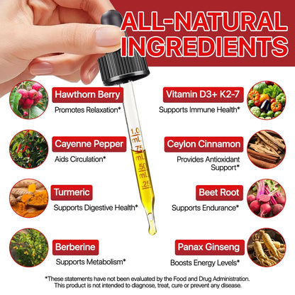 Cayenne Pepper Drops Supplement Liquid, Blend of Hawthorn Berry, Beetroot, Turmeric, VIT K2+D3, Daily Health Boost (2oz) REVIGLAM buy supplements Au