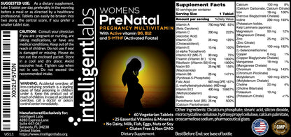Intelligent Labs Women's Prenatal Multivitamin, 25 Essential Pregnancy Vitamins and Minerals Intelligent Labs