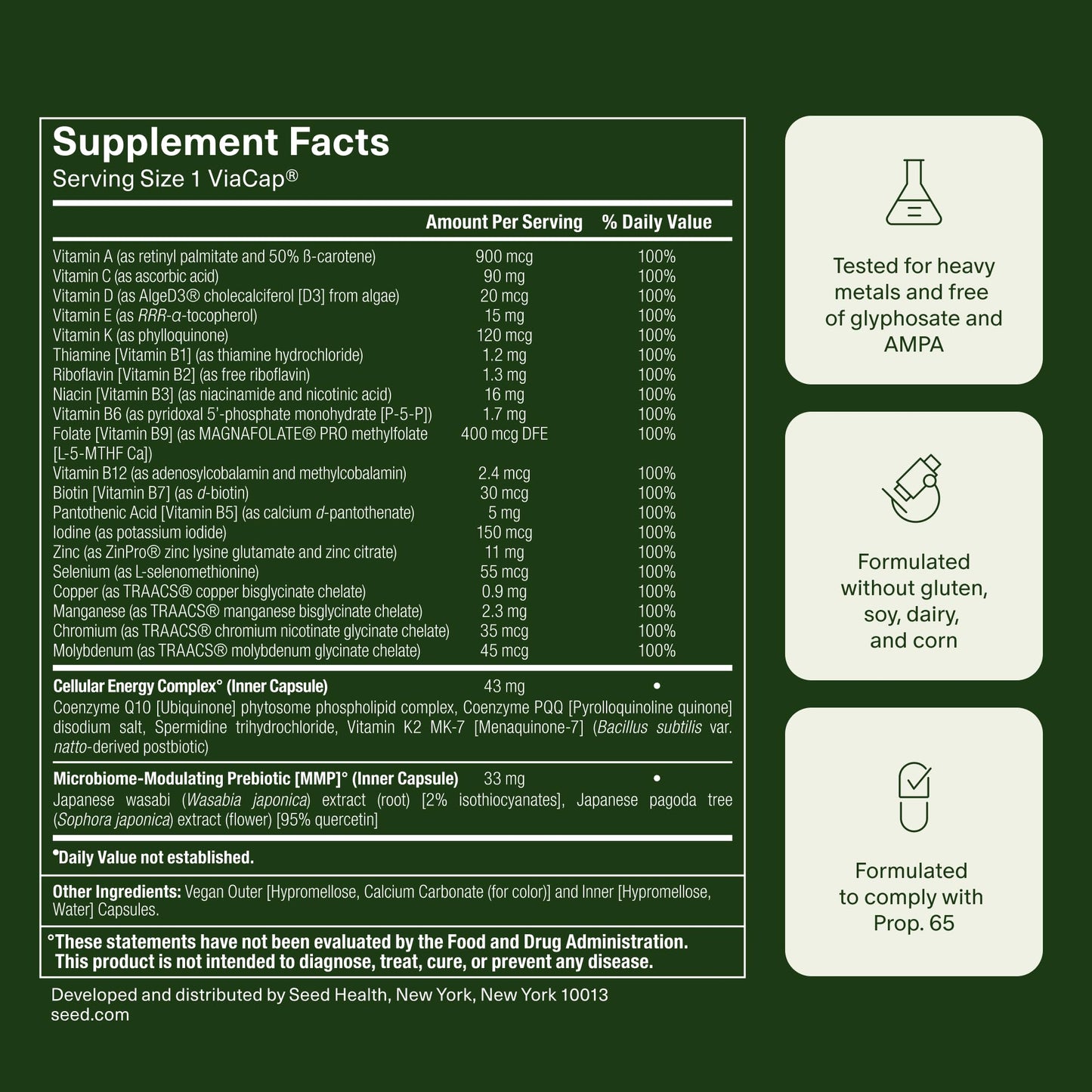 Seed DM-02 Daily Multivitamin - 100% DV Essential Vitamins and Minerals for Women & Men - Helps Fill Daily Nutrient Gaps - Immune, Bone, Hair, Skin & Nails Health - Vegan - 30 Capsules (30-Day Supply) Seed buy supplements Au