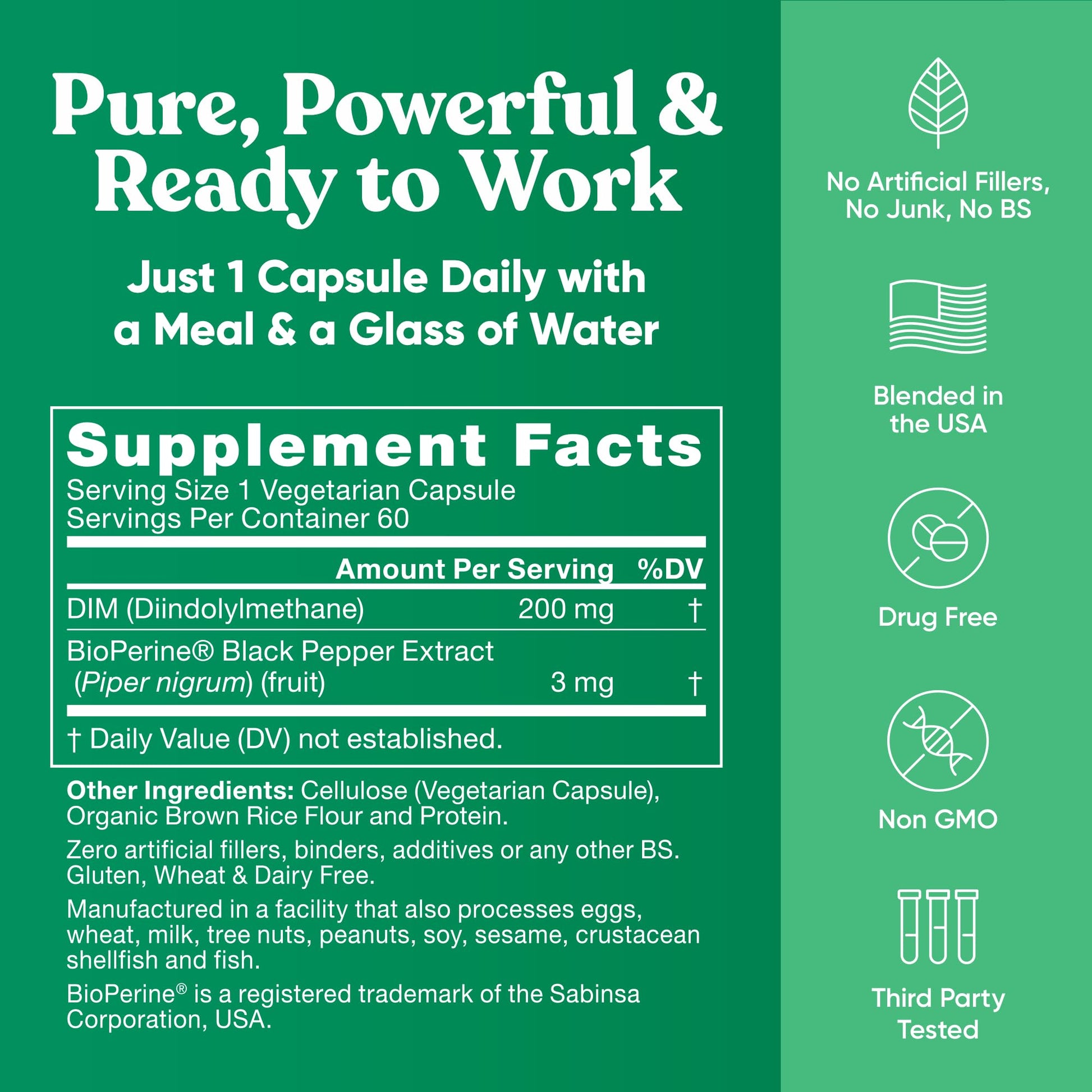 DIM Supplement Pure 200 Mg for Women or Men – Estrogen Hormone Balance Supplement for Energy, Fatigue, Stress, Menopause, Hot Flashes – Enhanced Bioavailability BioPerine – 60 Vegan Soft Capsules Eu NaturalBuy Supplements Australia