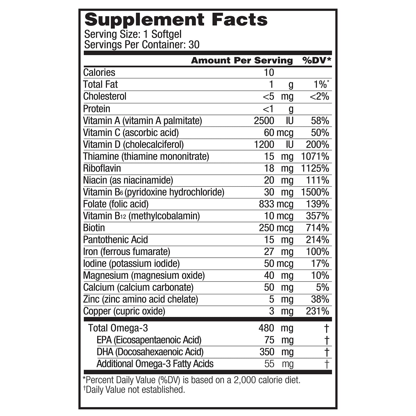 Oceanblue Prenatal Multivitamin with Omega-3 DHA Fish Oil for Pregnant Women Oceanblue