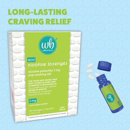 Wellness Basics Mini Nicotine Lozenge 2mg | Stop Smoking Aid | Mint Flavor | 135 Count | Pack of 5 Vials | Reduces Cravings & Withdrawal Symptoms Wellness Basics buy supplements Au