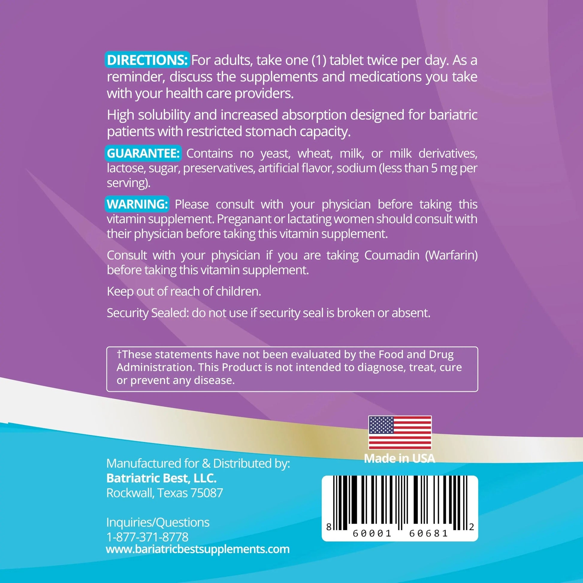 High A D E K Bariatric Multivitamin for Post DS/SADI Surgery, 25 Essential Nutrients for Post-Weight Loss Surgery, 180 Tablets Bariatric Best SupplementsBuy Supplements Australia